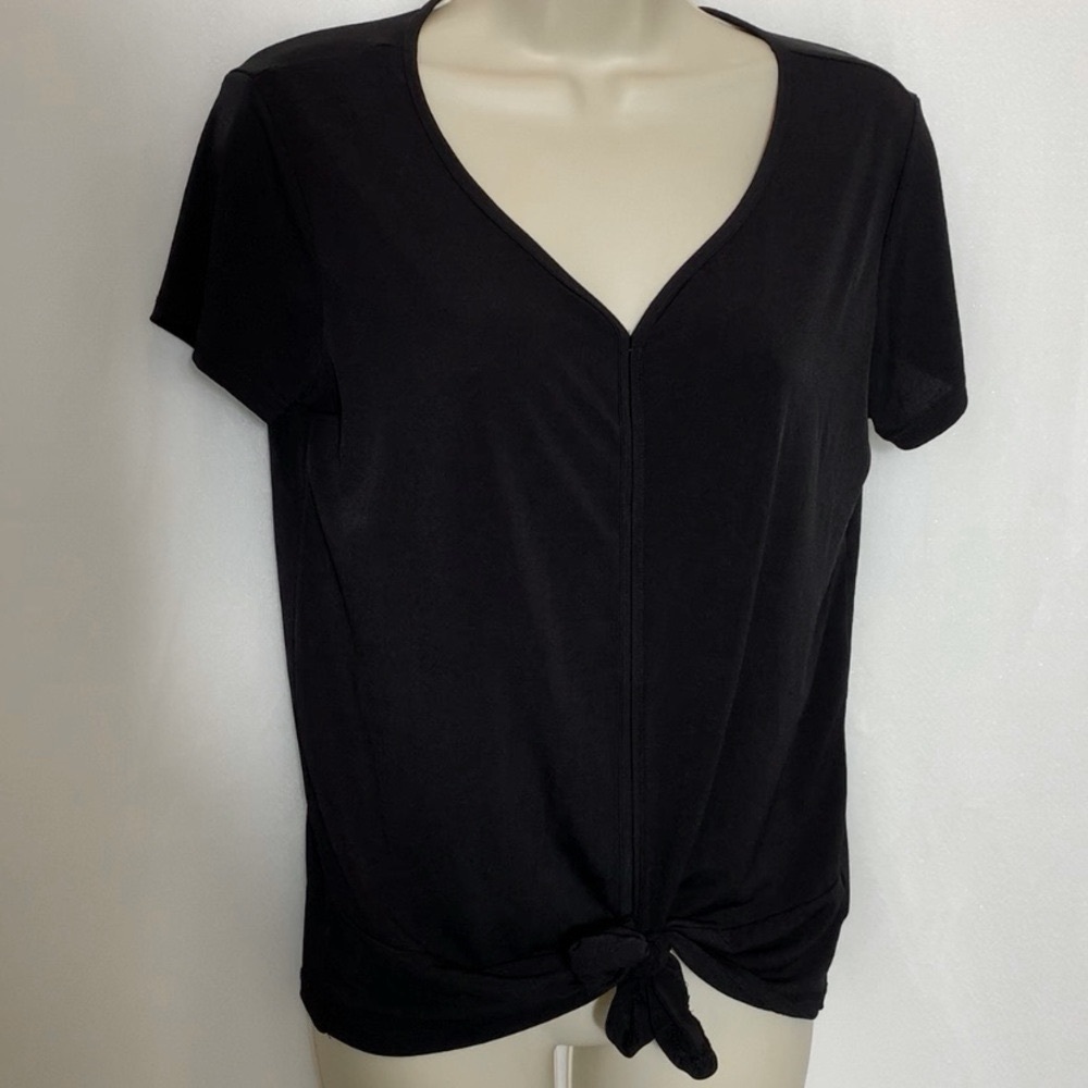 Ava James Black Blouse with front tie Size Small